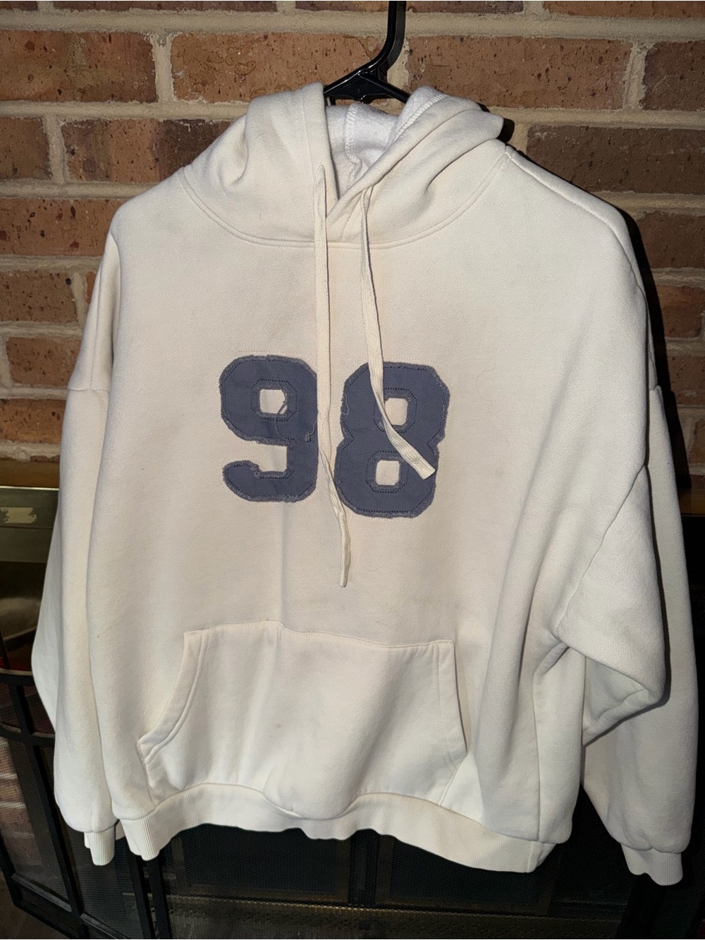 Edikted Cream Hoodie with Gray '98' Applique